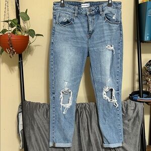 Stylish Distressed Blue Boyfriend Jeans